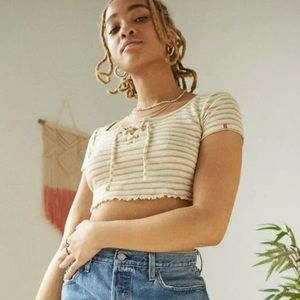 UO Abbey Lace-Up Crop Top